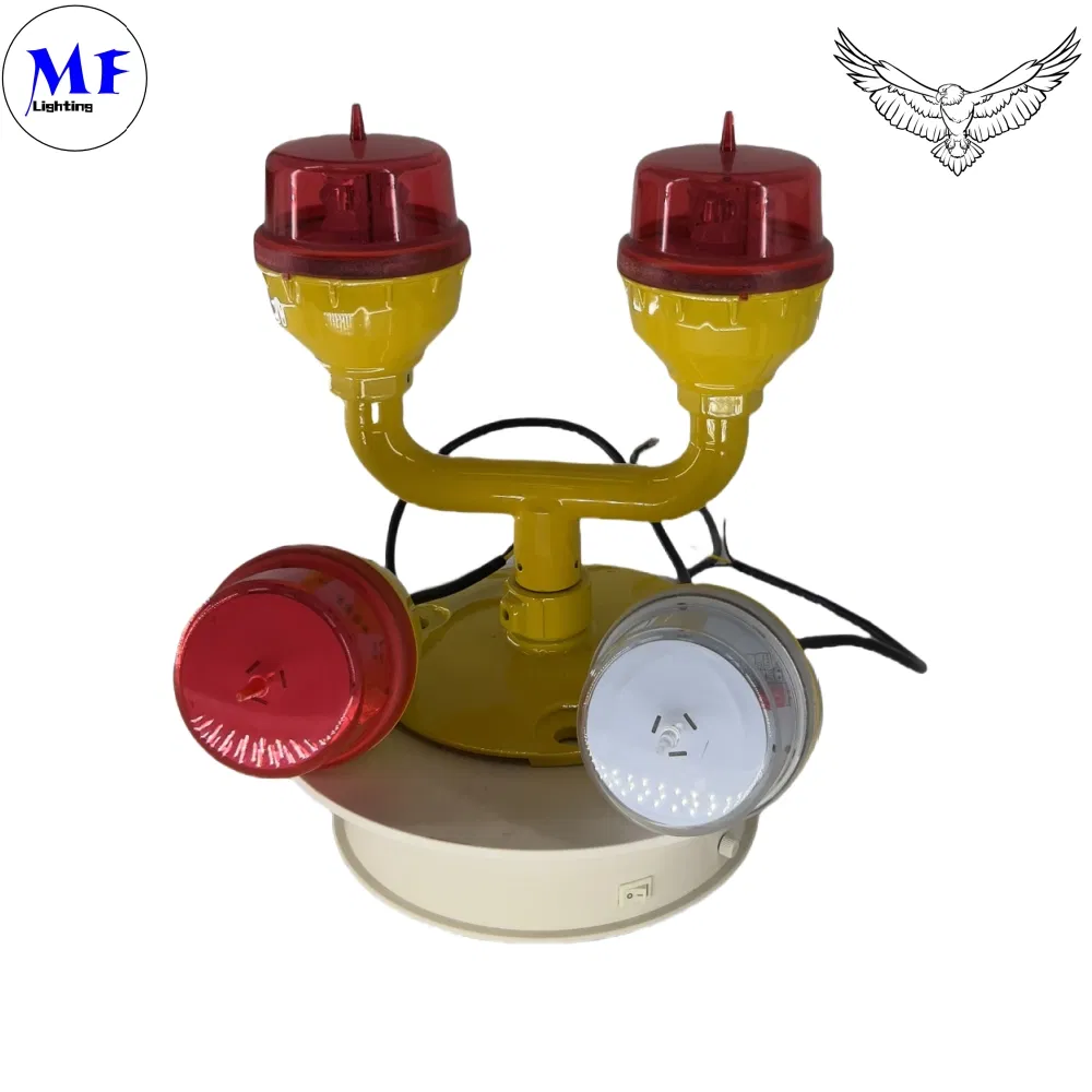 Luce di ostruzione aeronautica a LED IP66 Impermeabile Rosso Bianco Doppia testa Fotocellula integrata Luce di segnalazione ostacoli per aeromobili LED a bassa intensità 1