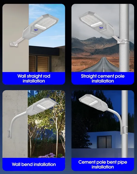 LED Solar Garden Street Wall Light Alluminio impermeabile 200W IP65 Ik08 Compatto Parco Sentiero Marciapiedi Autostrada 9