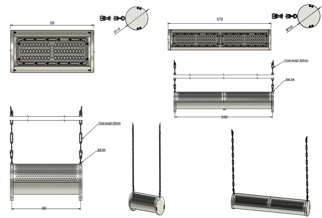 Luce da giardino LED impermeabile 250W 300W IP66 Ik10 laboratorio vendita al dettaglio parcheggio negozio soffitto pendente magazzino magazzino inondazione Highbay 2