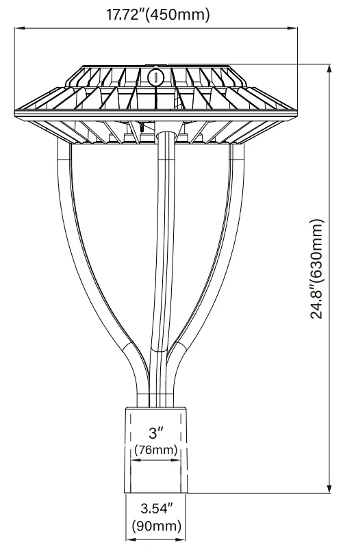 Luce da giardino a LED regolabile Antiumidità IP65 150W Impermeabile 140lm/W Nero Fairy Lawn Cortile Post Top 6