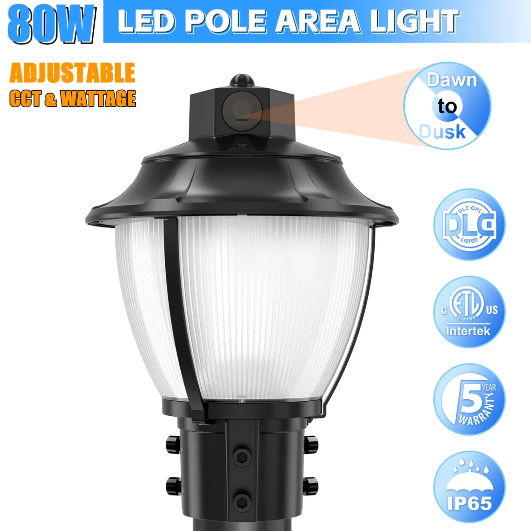 Lampada da giardino a LED sintonizzabile Anti-Shock IP65 48/64/80W Impermeabile 130lm/W Lanterna Nero e Bianco per Prato 1