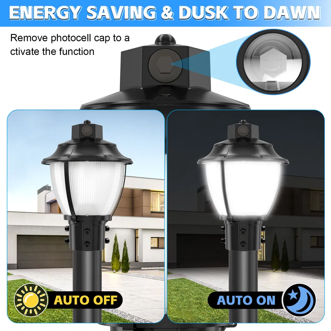 Lampada da giardino a LED sintonizzabile Anti-Shock IP65 48/64/80W Impermeabile 130lm/W Lanterna Nero e Bianco per Prato 3