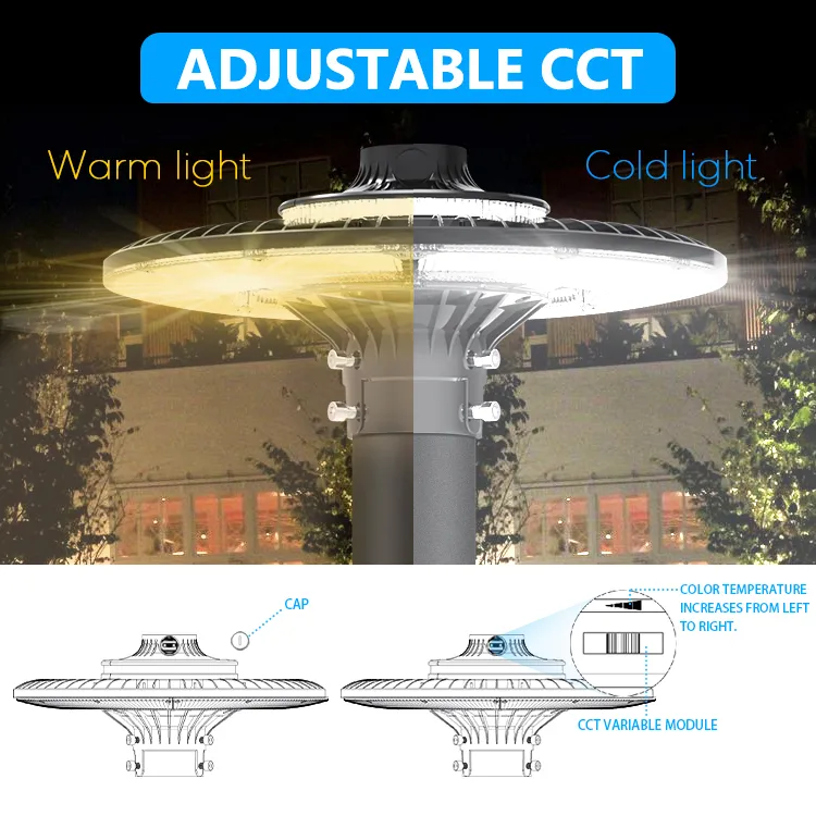 Luce da giardino a LED regolabile 150W IP65 incorporata impermeabile 130lm/W Rotonda Nera Cortile Parco Cortile Punto superiore 1