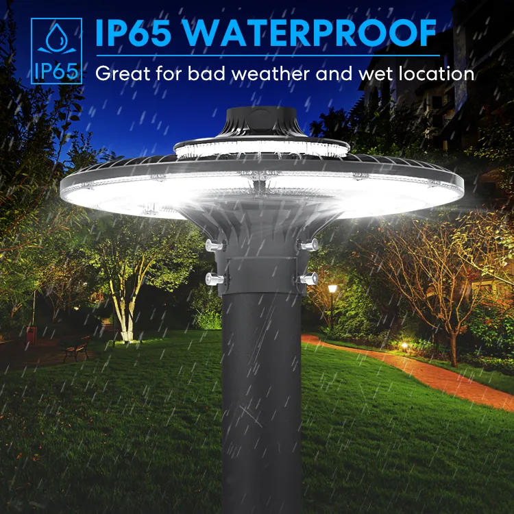 Luce da giardino a LED regolabile 150W IP65 incorporata impermeabile 130lm/W Rotonda Nera Cortile Parco Cortile Punto superiore 2