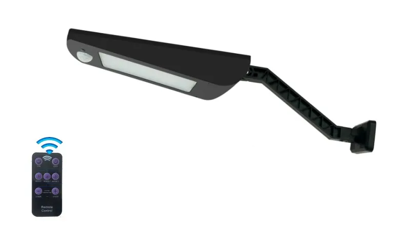 Luce solare da parete a LED moderna, innovativa, intelligente, semplice, batteria al litio, monocristallina, nera, solare, IP66, impermeabile, pressofusa 1