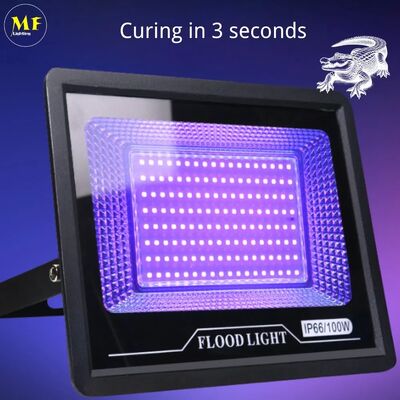 3-Second Fast Curing IP66 Waterproof 395nm UVA 100W Ultra-Thin Adjustable Silent Efficient Heat Entertainment Dissipation UV Party Light for Industrial Curing