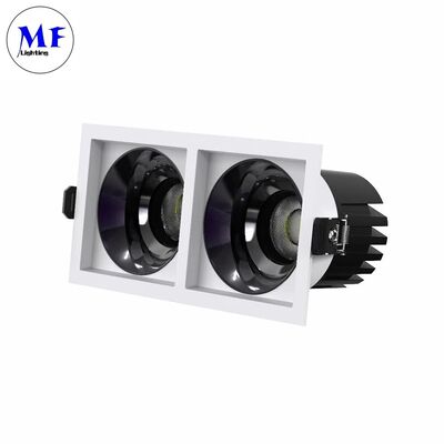 Square LED Downlight 7W10W12W15W , TRIAC/0-10V/DALI-2 Dimmable, 100lm/W CRI90, AC100-277V, Anti-Glare Recessed Spot Down Light with Dual Head