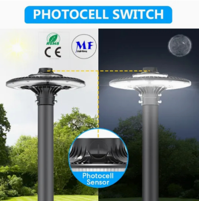 Luce da giardino a LED regolabile 150W IP65 incorporata impermeabile 130lm/W Rotonda Nera Cortile Parco Cortile Punto superiore