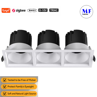 Tre luci a LED quadrato riflettore residenziale hotel caffetteria ristorante commerciale senza lucentezza Dali Dim Tuya modulare Ik07 IP44 21W 36W 30W 45W