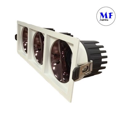 Prezzo di fabbrica faretti LED quadrati da incasso a tripla testa IP20 Antiriflesso dimmerabili con TRIAC 0-10V DALI-2 DT6 DT8 per progetti commerciali