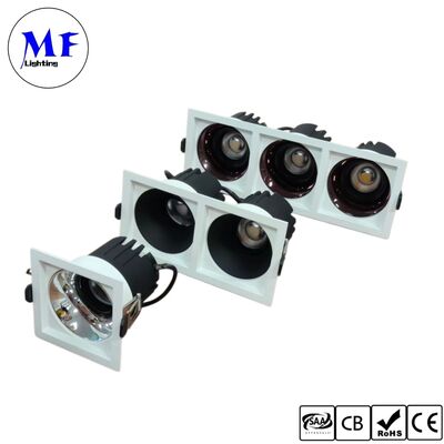 Faretti LED da incasso dimmerabili Triac /0-10V/Dali-2 da 10W CRI90 100lm/W con angolo di fascio 15°/24°/36°/50° opzionale, anti-abbagliamento, testa singola, per spazi commerciali