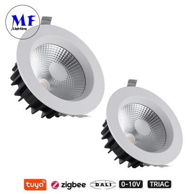 35W 100lm/W LED Spot Down Light Anti-Glare CCT Regolabile CRI90 Triac /0-10V/Dali-2/Tuya Zigbee Angolo di raggio dimmabile 60° COB in profondità per luoghi commerciali e residenziali