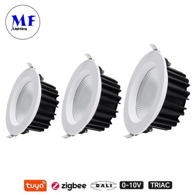 Faretti LED da incasso 7W 100lm/W con CCT regolabile CRI90 Triac /0-10V/Dali-2/Tuya Zigbee dimmerabili Angolo di fascio 60° Antiriflesso COB per luoghi commerciali e residenziali